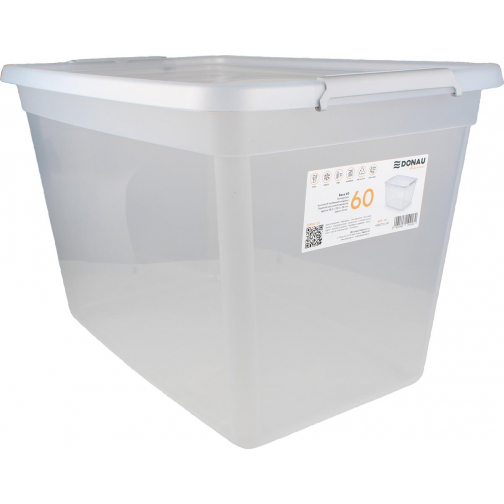 DONAU Home boîte de rangement, 60 litres, transparent