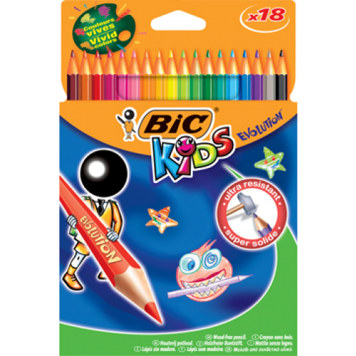 Bic Kids crayon de couleur Ecolutions Evolution 18 crayons en étui cartonné