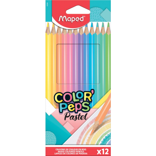 Maped crayon de couleur Color'Peps Pastel, étui cartonné de 12 crayons
