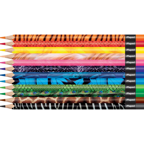 Maped crayons de couleur Color'Peps Animals, étui cartonné de 12 stuks en couleurs assorties
