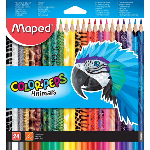 Maped crayons de couleur Color'Peps Animals, étui cartonnée de 24 pièces en couleurs assorties