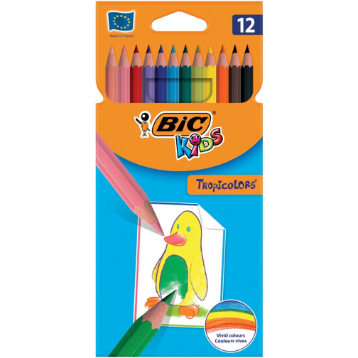 Bic Kids crayon de couleur Tropicolors, 12 crayons en étui cartonné