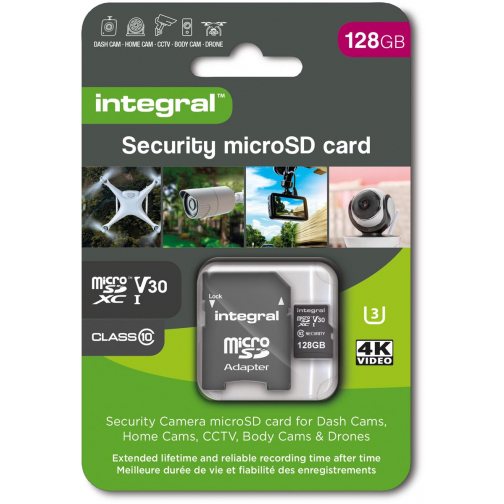 Integral Security carte mémoire microSDXC, Class 10 V30 , 128 Go