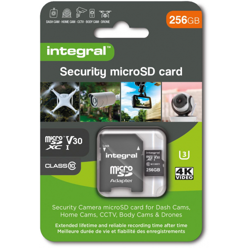 Integral Security carte mémoire microSDXC, Class 10 V30 , 256 Go