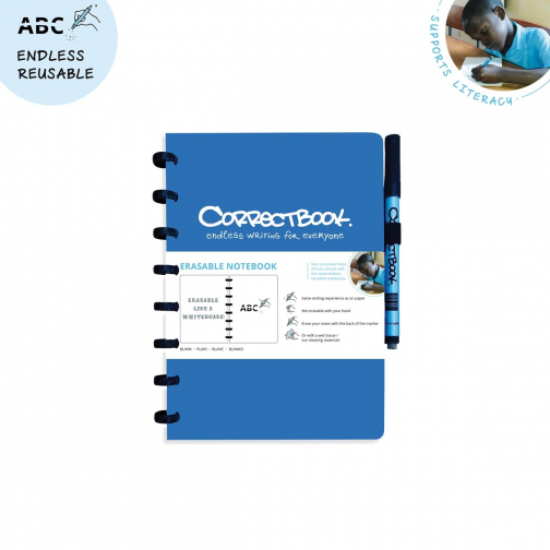 Correctbook A5 Original: cahier effaçable / réutilisable, ligné, Earthy Blue (bleu)