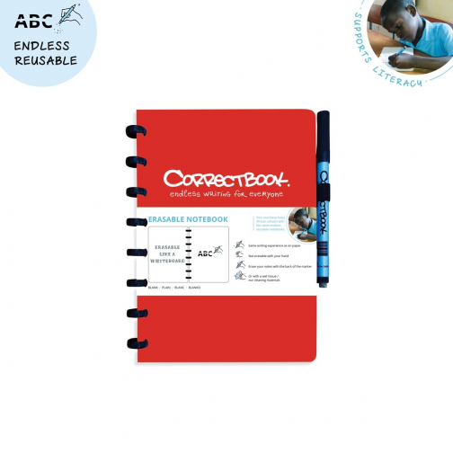Correctbook A5 Original: cahier effaçable / réutilisable, ligné, Horizon Red (rouge)