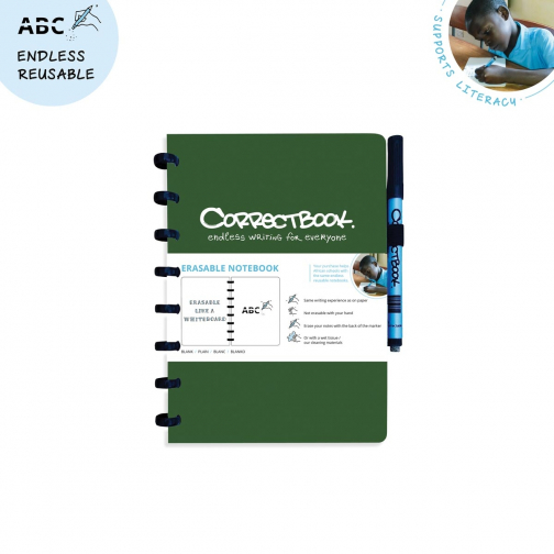 Correctbook A5 Original: cahier effaçable / réutilisable, ligné, Forest Green (vert forêt)