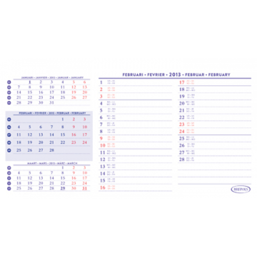 Brepols Calendrier bureau, horizontal, 2026