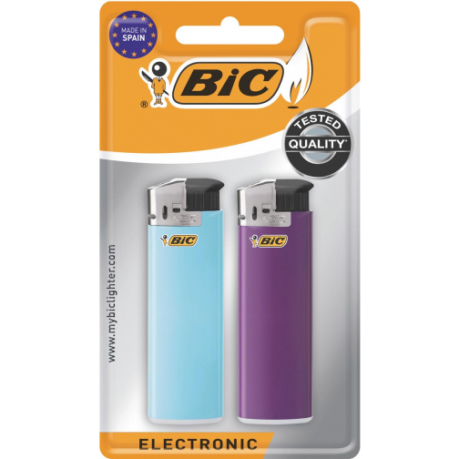 BIC Maxi briquets electroniques, couleurs assoties, blister de 2 pièces