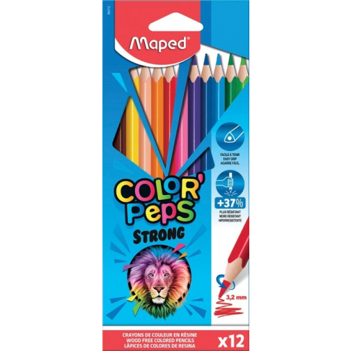 Maped crayon de couleur Color'Peps Strong, 12 crayons en étui cartonné