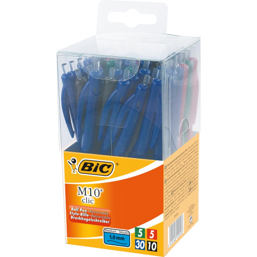 Bic stylo bille M10 Clic, boîte de 50 stuks en couleurs assorties