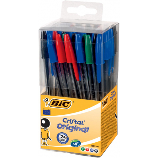 Bic stylo bille Cristal, boîte de 50 stuks en couleurs assorties
