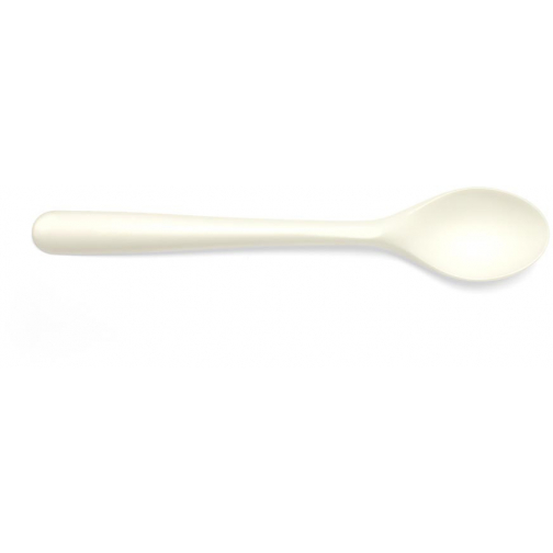 Folia cuillère à dessert, réutilisable, en CPLA, 14,5 cm, blanc, paquet de 50 pièces
