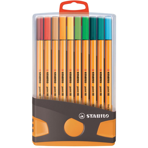 STABILO point 88 fineliner, ColorParade, boîte gris-orange, 20 pièces en couleurs assorties
