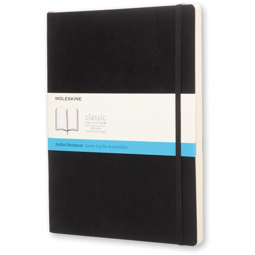 Moleskine carnet de notes, ft 19 x 25 cm, pointillé, couverture solide, 192 pages, noir