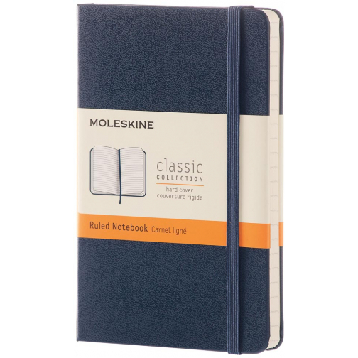 Moleskine carnet de notes, ft 9 x 14 cm, ligné, couverture solide, 192 pages, saphir