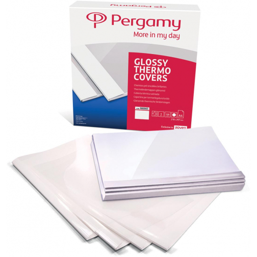 Pergamy couvertures thermiques, ft A4, carton, dos de 1,5 mm, paquet de 100 pièces, blanc
