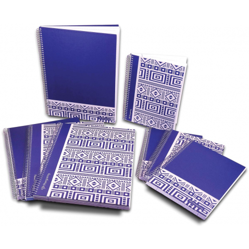 Pergamy Ethnic carnet de notes ft A4, quadrillé 5 mm, bleu