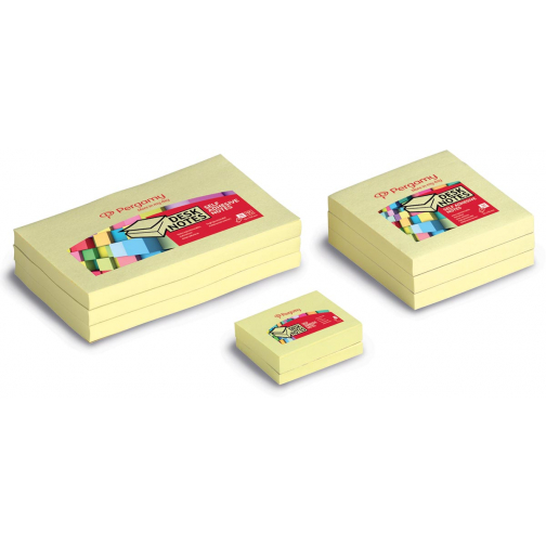 Pergamy notes, ft 38 x 51 mm, paquet de 12 blocs, jaune