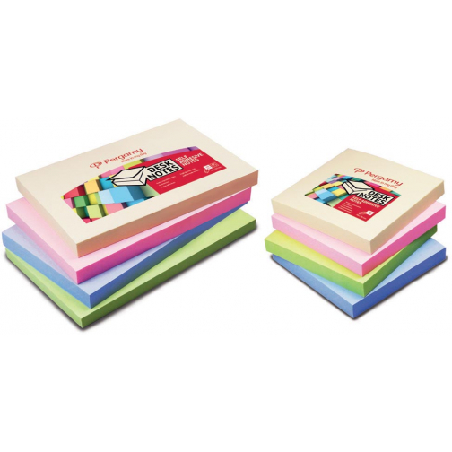 Pergamy notes, ft 76 x 76 mm, 4 couleurs assorties pastel, paquet de 12 blocs