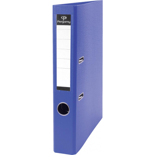 Pergamy classeur, pour ft A4, en carton recouvert de PP, sans bord de protection, dos de 5 cm, bleu