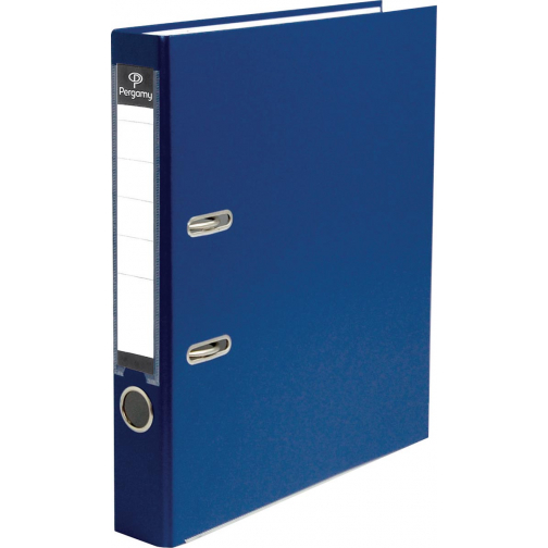 Pergamy classeur, pour ft A4, en carton recouvert de PP, avec bord de protection, dos de 5 cm, bleu foncé
