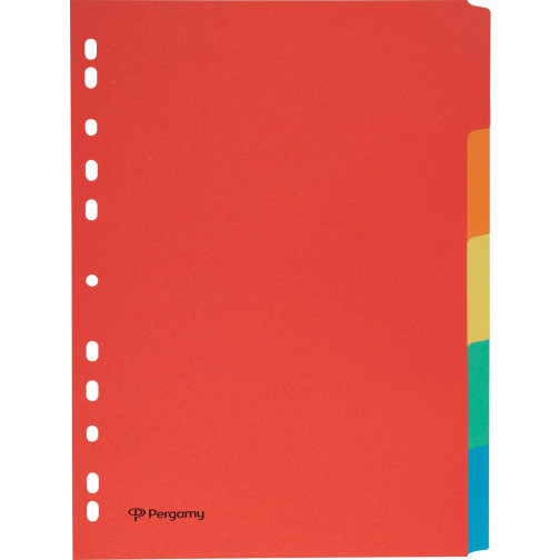 Pergamy intercalaires ft A4, perforation 11 trous, carton, couleurs assorties, 5 onglets