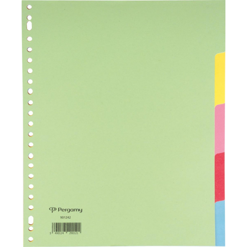 Pergamy intercalaires, ft A4+, perforation 23 trous, carton, couleurs assorties, 5 onglets