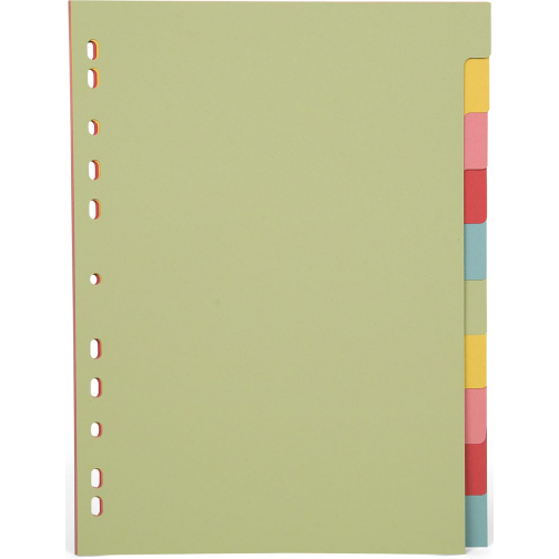 Pergamy intercalaires, ft A4, perforation 11 trous, carton, couleurs assorties pastel, 10 onglets
