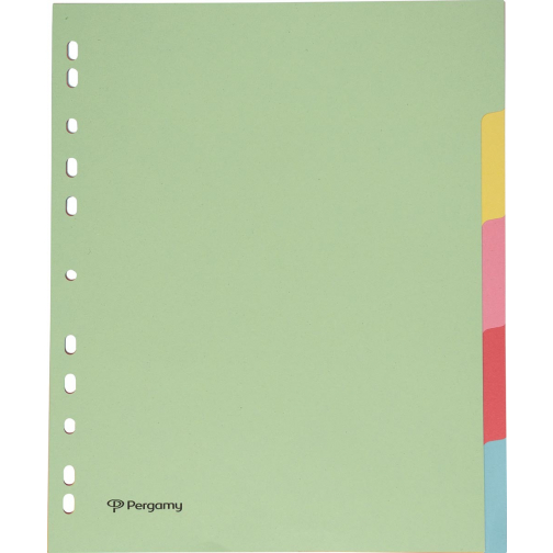 Pergamy intercalaires ft A4 maxi, perforation 11 trous, carton, couleurs assorties pastel, 5 onglets