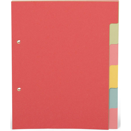 Pergamy intercalaires ft A5, perforation 2 trous, carton, couleurs assorties pastel, 6 onglets