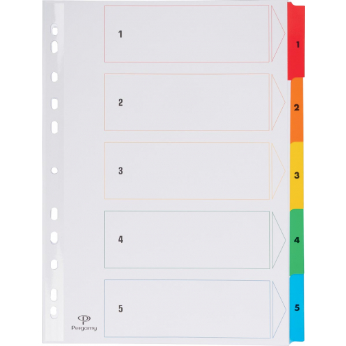 Pergamy intercalaires avec page de garde, ft A4, perforation 11 trous, couleurs assorties, set 1-5