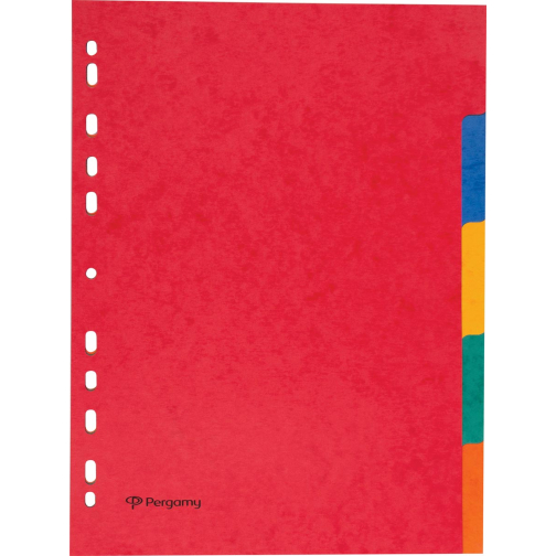 Pergamy intercalaires ft A4, perforation 11 trous, carton solide, couleurs assorties, 5 onglets