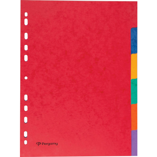Pergamy intercalaires ft A4, perforation 11 trous, carton solide, couleurs assorties, 6 onglets