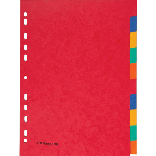 Pergamy intercalaires ft A4, perforation 11 trous, carton solide, couleurs assorties, 10 onglets