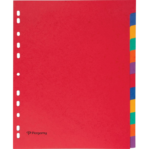Pergamy intercalaires ft A4 maxi, perforation 11 trous, carton solide, couleurs assorties, 12 onglets