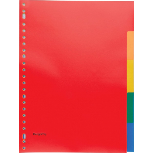 Pergamy intercalaires, ft A4, perforation 23 trous, PP, 5 onglets en couleurs assorties