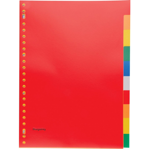 Pergamy intercalaires, ft A4, perforation 23 trous, PP, 10 onglets en couleurs assorties