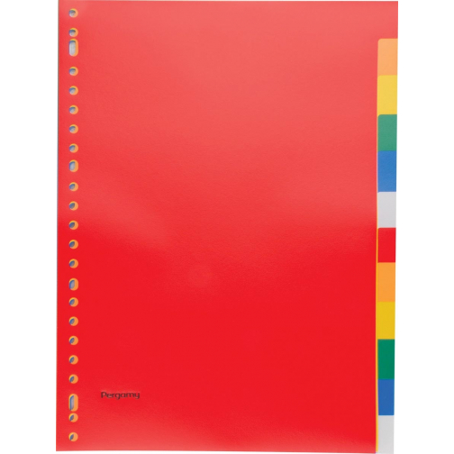 Pergamy intercalaires, ft A4, perforation 23 trous, PP, 12 onglets en couleurs assorties
