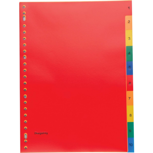 Pergamy intercalaires, ft A4, perforation 23 trous, PP, couleurs assorties, set 1-10
