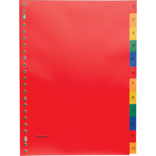 Pergamy intercalaires, ft A4, perforation 23 trous, PP, couleurs assorties, set 1-12
