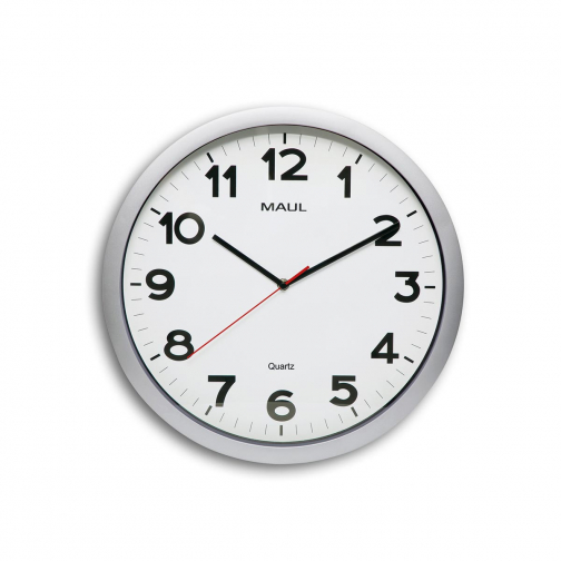MAULstep horloge murale, quartz, diamètre 40 x 5 cm, cadre en plastique, argent