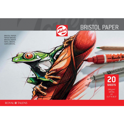 Talens Bristol papier, 250 g, ft 29,7 x 42 cm, A3, bloc de 20 feuilles