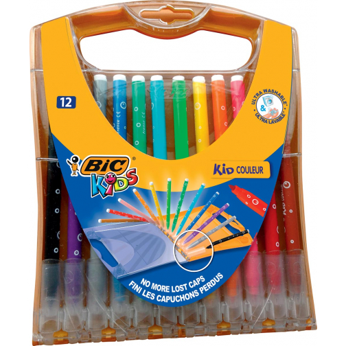 Bic Kids feutres de coloriage Kid Couleur, Rainbow case de 12 feutres en couleurs assorties