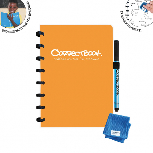 Correctbook Original, A5, cahier effaçable / réutilisable, blanc, Peachy Orange (orange)