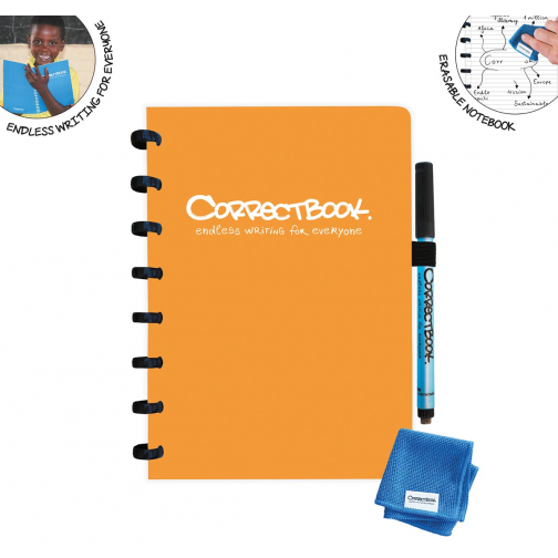 Correctbook A5 Original: cahier effaçable / réutilisable, ligné, Peachy Orange (orange)