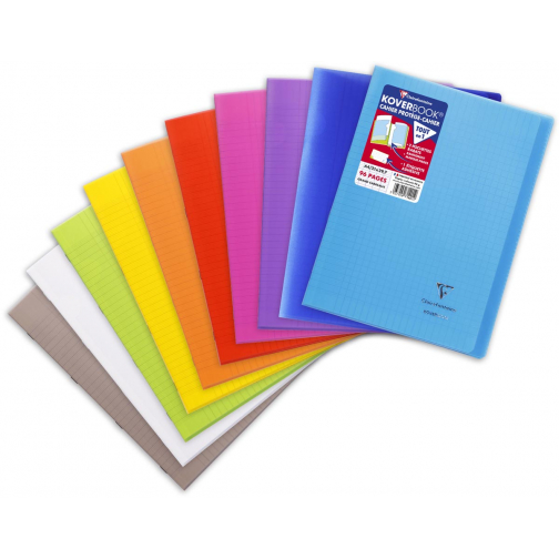 Clairefontaine cahier Koverbook pour ft A4, 96 pages, couverture en PP, séyès, couleurs assorties