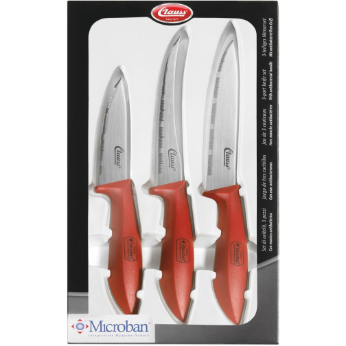 Westcott Clauss set de couteaux de cuisine, boîte de 3 pièces, rouge