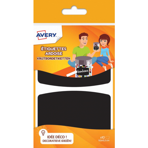 Avery Family étiquettes ardoise, ft 9,5 x 6,3 cm, sachet brochable avec 10 étiquettes