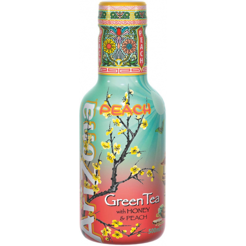 Arizona thé froid Green Tea Peach, bouteille de 500 ml, paquet de 6 pièces